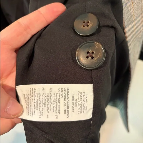 Madewell Plaid Oversize Double-Breasted Blazer chocolate brown EUC - Picture 8 of 9